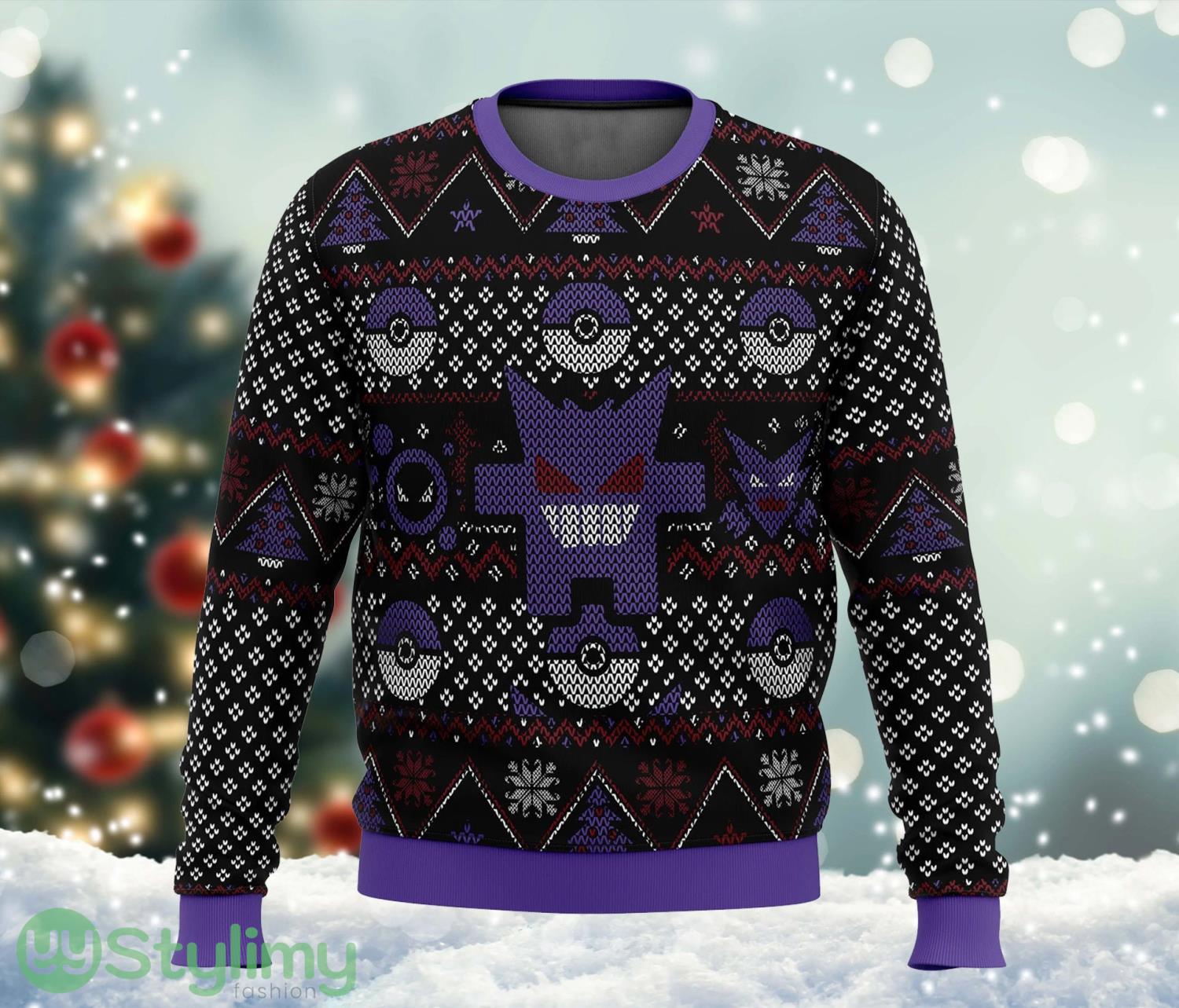 Po-ke-mon Ghosts Ghastly Haunter Ugly Christmas Sweater Cute Christmas Gift For Family 3 Po-ke-mon Ghosts Ghastly Haunter Ugly Christmas Sweater Cute Christmas Gift For Family Product Photo 1