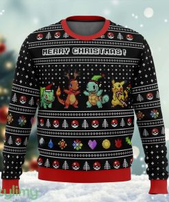Po-ke-mon Kanto Starters Ugly Christmas Sweater Cute Christmas Gift For Family Product Photo 1
