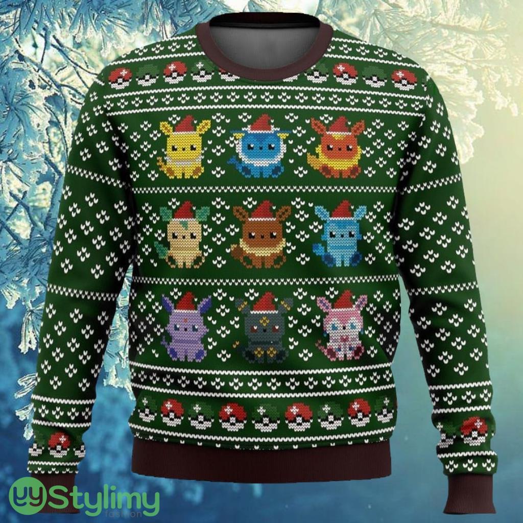 Pokemon Eevee Eeveelutions Ugly Christmas Sweater 3D 3 Pokemon Eevee Eeveelutions Ugly Christmas Sweater 3D Product Photo 1