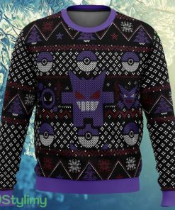 Pokemon Ghosts Gengar Ghastly Haunter Ugly Christmas Sweater 3D Product Photo 1