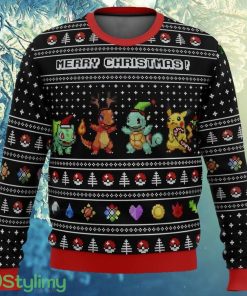 Pokemon Kanto Starters Ugly Christmas Sweater 3D Product Photo 1