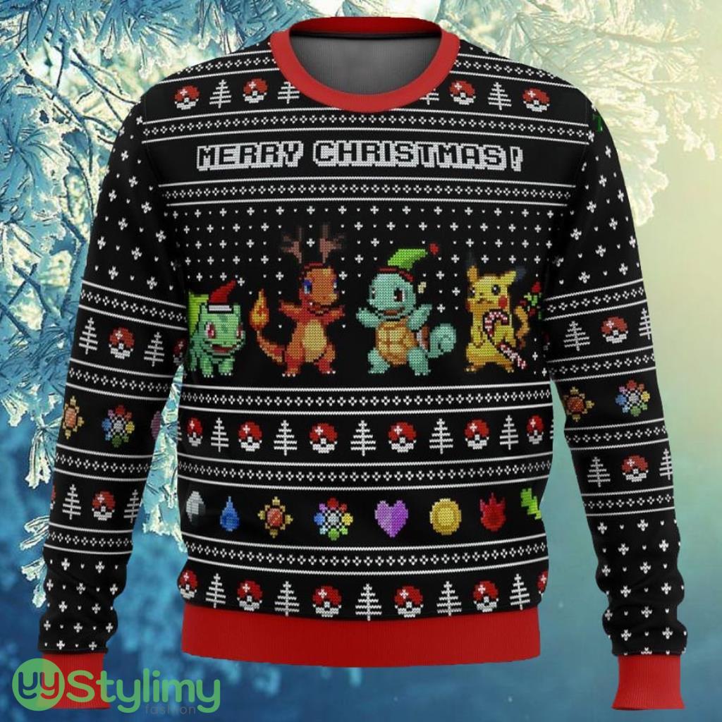 Pokemon Kanto Starters Ugly Christmas Sweater 3D 3 Pokemon Kanto Starters Ugly Christmas Sweater 3D Product Photo 1