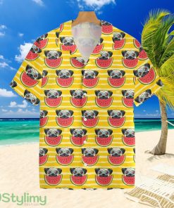 Pug Watermelon Yellow Background Hawaiian Shirt For Men And Women Product Photo 1