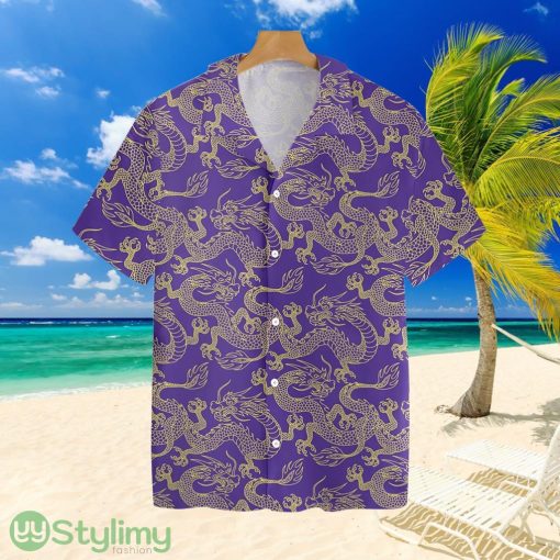 Purple And Gold Edition Oriental Dragon Hawaiian Shirt For Men And Women Product Photo 1