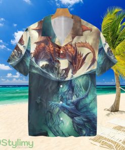 Red Sky And Blue Sea Dragon Hawaiian Shirt For Men And Women Product Photo 1