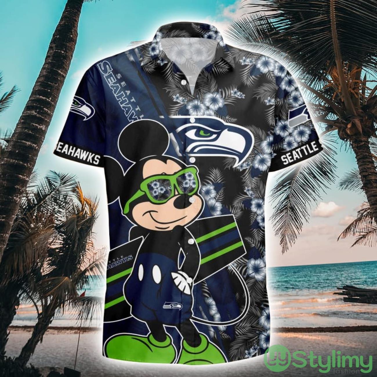 Seattle Seahawks Surfing Mickey All Over Printed Hawaiian Shirt 2 Seattle Seahawks Surfing Mickey All Over Printed Hawaiian Shirt Product Photo 1