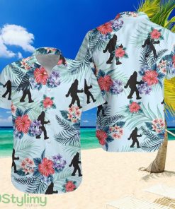 Topeka Style Bigfoot With Tropical Hibiscus Flower - Bigfoot Hawaiian Shirt Product Photo 1