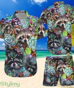 Topeka Style Funny Raccoon Shirt - Raccoon With Lotus Stone Hawaiian Shirt And Short - Cute Gift For Raccoon Women Product Photo 1