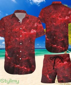 Topeka Style Galaxy Hawaiian Shirt And Short - Red Galaxy Space Print Button Down Shirt - Best Beach Gift Ideas Product Photo 1