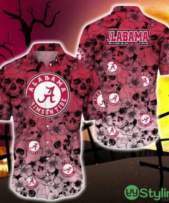 Alabama Crimson Tide Halloween Aloha Skull 3D Hawaiian Shirt For Fans Gift Christmas Men And Women - Alabama Crimson Tide Halloween Season Aloha Shirt, New Arrival_1