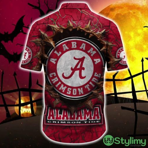 Alabama Crimson Tide Halloween Angry Skull 3D Hawaiian Shirt For Fans Gift Christmas Men And Women - Alabama Crimson Tide Halloween Super Trending Shirt For This Season_4