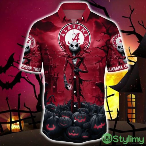 Alabama Crimson Tide Halloween Jack Skellington 3D Hawaiian Shirt For Fans Gift Christmas Men And Women - Alabama Crimson Tide Halloween Jack Hawaii Shirt Trending For This Season_3