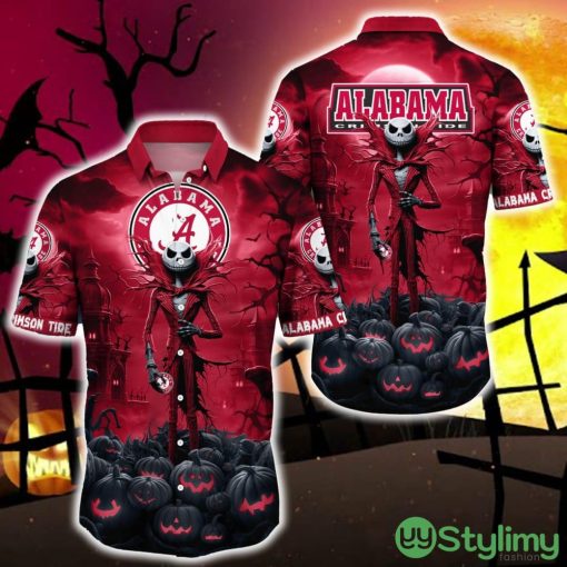 Alabama Crimson Tide Halloween Jack Skellington 3D Hawaiian Shirt For Fans Gift Christmas Men And Women - Alabama Crimson Tide Halloween Jack Hawaii Shirt Trending For This Season_1