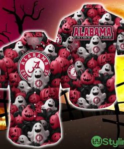 Alabama Crimson Tide Halloween Pumpkin Skull 3D Hawaiian Shirt For Fans Gift Christmas - Alabama Crimson Tide Halloween Aloha Shirt Trending For This Season_1