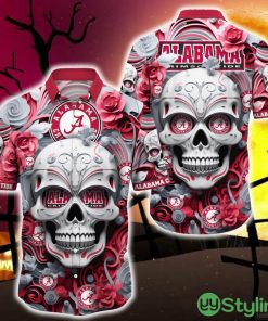 Alabama Crimson Tide Halloween Skull 3D Hawaiian Shirt For Fans Gift Christmas Men And Women - Alabama Crimson Tide Halloween Hawaii Shirt Trending New Arrivals_1