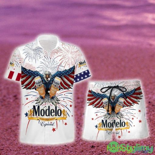 Aloha Independence Day Modelo Beer USA Flag Hawaiian Combo Shirt And Short Gift Hawaiian For Mens - Aloha Independence Day Modelo Beer USA Flag Hawaiian Shirt And Short_2