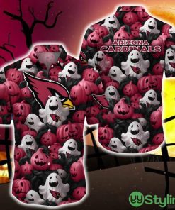 Arizona Cardinals Halloween Pumpkin Skull 3D Hawaiian Shirt For Fans Gift Christmas - Arizona Cardinals Halloween Aloha Shirt Trending For This Season_1