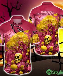 Arizona Cardinals Halloween Trending Skull 3D Hawaiian Shirt For Fans Gift Christmas Men And Women - Arizona Cardinals Halloween Skull Trending Hawaii Shirt New Arrivals_1
