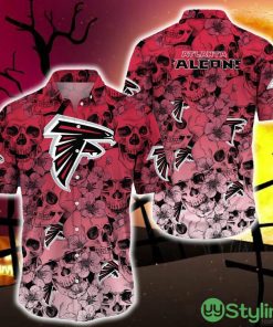 Atlanta Falcons Halloween Aloha Skull 3D Hawaiian Shirt For Fans Gift Christmas Men And Women - Atlanta Falcons Halloween Season Aloha Shirt, New Arrivals_1