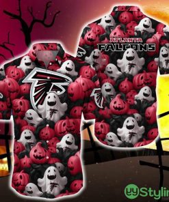 Atlanta Falcons Halloween Pumpkin Skull 3D Hawaiian Shirt For Fans Gift Christmas - Atlanta Falcons Halloween Aloha Shirt Trending For This Season_1