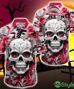 Atlanta Falcons Halloween Skull 3D Hawaiian Shirt For Fans Gift Christmas Men And Women - Atlanta Falcons Halloween Hawaii Shirt Trending New Arrivals_1