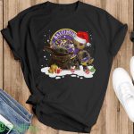 Baby Yoda Reindeer And Santa Groot Hug Baltimore Ravens Christmas Light Shirt - G500 Gildan T-Shirt