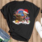 Baby Yoda Reindeer And Santa Groot Hug Buffalo Bills Christmas Light Shirt - G500 Gildan T-Shirt