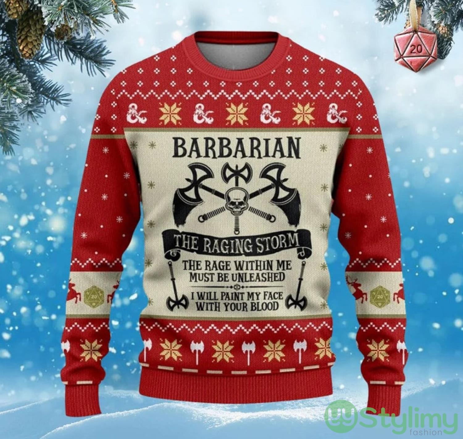 Barbarian Dungeons & Dragons Ugly Sweater 3 Barbarian Dungeons & Dragons Ugly Sweater Product Photo 1