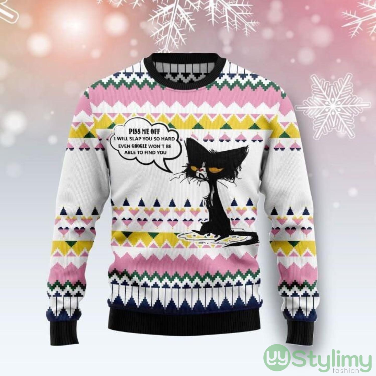 Black Cat Piss Me Off Ugly Christmas Sweater, Ugly Holiday Sweater 3 Black Cat Piss Me Off Ugly Christmas Sweater, Ugly Holiday Sweater Product Photo 1
