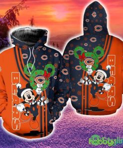 Chicago Bears Christmas Disney Mickey Funny 3D Hoodie Zip Hoodie Print Holiday Gift For Fans - Chicago Bears Christmas Disney Mickey Funny 3D Hoodie Zip Hoodie Print Holiday Gift For Fans