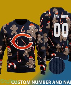 ChicagoBears Snowflakes Reindeer 3D Sweater Custom Number And Name - 001ChicagoBears - CUSTOMIZE YOUR NAME & NUMBER Photo 1