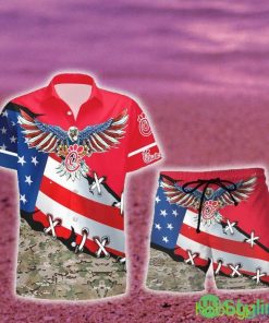 Chick-fil-A Eage USA Flag Hawaiian Combo Shirt And Short Gift Hawaiian For Mens - Chick-fil-A Eage USA Flag Hawaiian Shirt And Short_2
