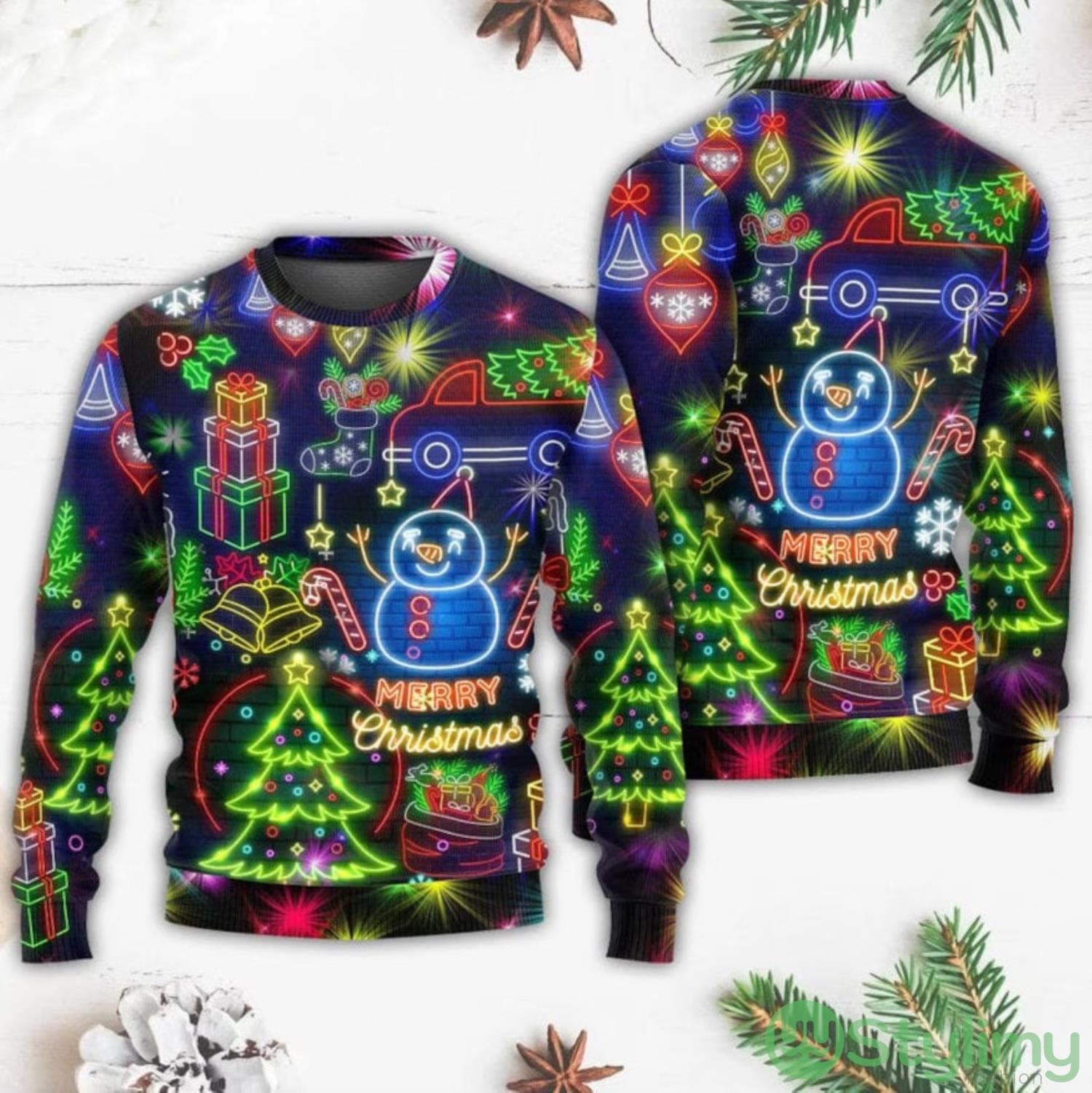 Christmas Bright Neon Lighting Ugly Christmas Sweater 3 Christmas Bright Neon Lighting Ugly Christmas Sweater Product Photo 1