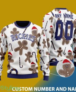 Colorado Rockies Santa Bear White Xmas 3D Sweater Custom Number And Name - Colorado Rockies - CUSTOMIZE YOUR NAME & NUMBER Photo 1
