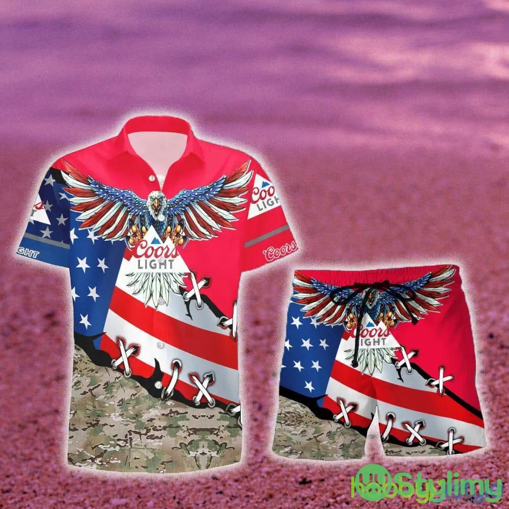 Coors Light Beer Eage USA Flag Hawaiian Combo Shirt And Short Gift Hawaiian For Mens 3 Coors Light Beer Eage USA Flag Hawaiian Combo Shirt And Short Gift Hawaiian For Mens - Coors Light Beer Eage USA Flag Hawaiian Shirt And Short_1