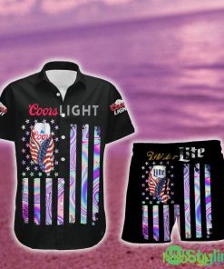 Coors Light Beer USA Flag Aloha Summer Beach Hawaiian Combo Shirt And Short Gift Hawaiian For Mens - Coors Light Beer USA Flag Aloha Summer Beach Hawaiian Shirt And Short_1