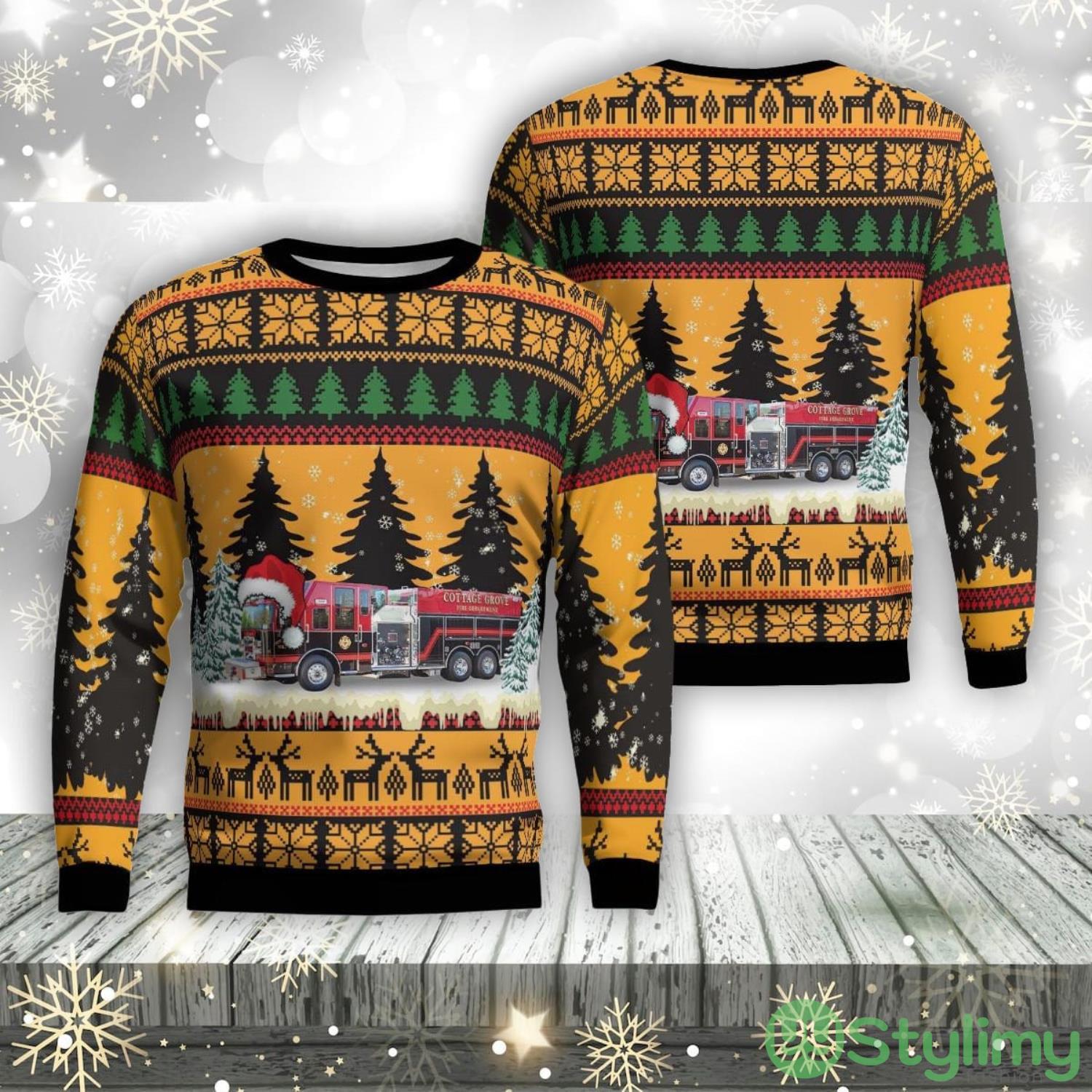 Cottage Grove, Wisconsin, Cottage Grove Fire Department Aop Ugly Sweater Family Gift 3 Cottage Grove, Wisconsin, Cottage Grove Fire Department Aop Ugly Sweater Family Gift Product Photo 1