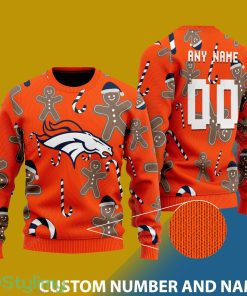 Custom Number And Name Broncos Christmas Santa Bear Ugly Christmas Sweater - 001Broncos - CUSTOMIZE YOUR NAME & NUMBER