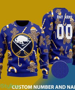 Custom Number And Name Buffalo Sabres Christmas Santa Bear Ugly Christmas Sweater - Buffalo Sabres - CUSTOMIZE YOUR NAME & NUMBER