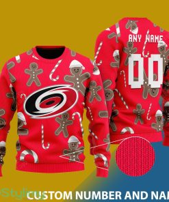 Custom Number And Name Carolina Hurricanes Christmas Santa Bear Ugly Christmas Sweater - Carolina Hurricanes - CUSTOMIZE YOUR NAME & NUMBER