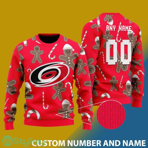 Custom Number And Name Carolina Hurricanes Christmas Santa Bear Ugly Christmas Sweater