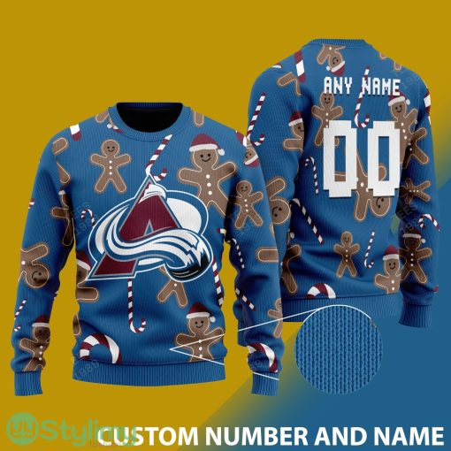 Custom Number And Name Colorado Avalanche Christmas Santa Bear Ugly Christmas Sweater