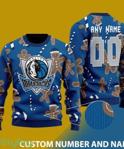 Custom Number And Name Dallas Mavericks Christmas Santa Bear Ugly Christmas Sweater - Dallas Mavericks - CUSTOMIZE YOUR NAME & NUMBER