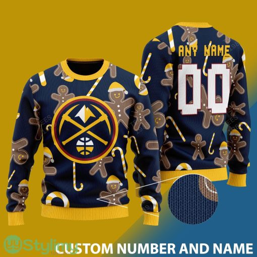 Custom Number And Name Denver Nuggets Christmas Santa Bear Ugly Christmas Sweater - Denver Nuggets - CUSTOMIZE YOUR NAME & NUMBER
