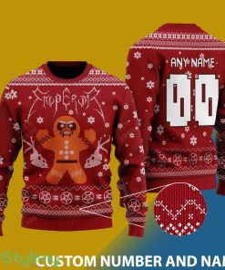 Custom Number And Name Foo Fighters Design Christmas Santa Bear Ugly Christmas Sweater - Foo Fighters Christmas Sweater v1 - CUSTOMIZE YOUR NAME & NUMBER