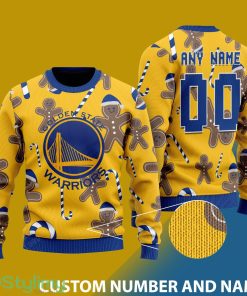 Custom Number And Name Golden State Warriors Christmas Santa Bear Ugly Christmas Sweater - Golden State Warriors - CUSTOMIZE YOUR NAME & NUMBER