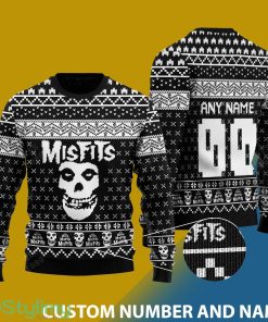 Custom Number And Name Iron Fist Merry Misfits Christmas Santa Bear Ugly Christmas Sweater - Iron Fist Merry M.isfits Sweater - CUSTOMIZE YOUR NAME & NUMBER