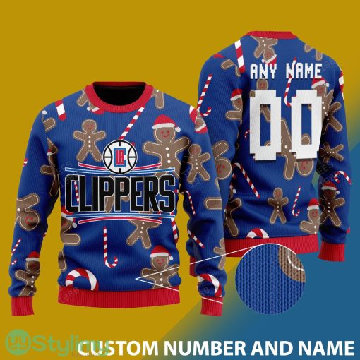 Custom Number And Name Los Angeles Clippers Christmas Santa Bear Ugly Christmas Sweater