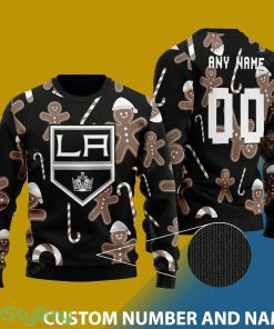 Custom Number And Name Los Angeles Kings Christmas Santa Bear Ugly Christmas Sweater - Los Angeles Kings - CUSTOMIZE YOUR NAME & NUMBER