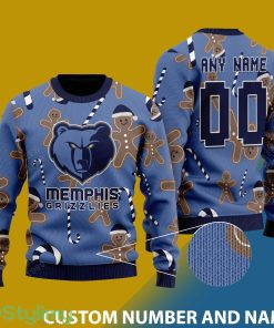 Custom Number And Name Memphis Grizzlies Christmas Santa Bear Ugly Christmas Sweater - Memphis Grizzlies - CUSTOMIZE YOUR NAME & NUMBER